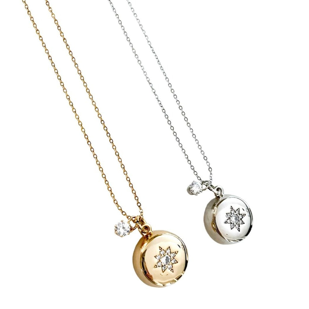 Embedded Star Necklace w/ CZ Stone - Sterling Silver