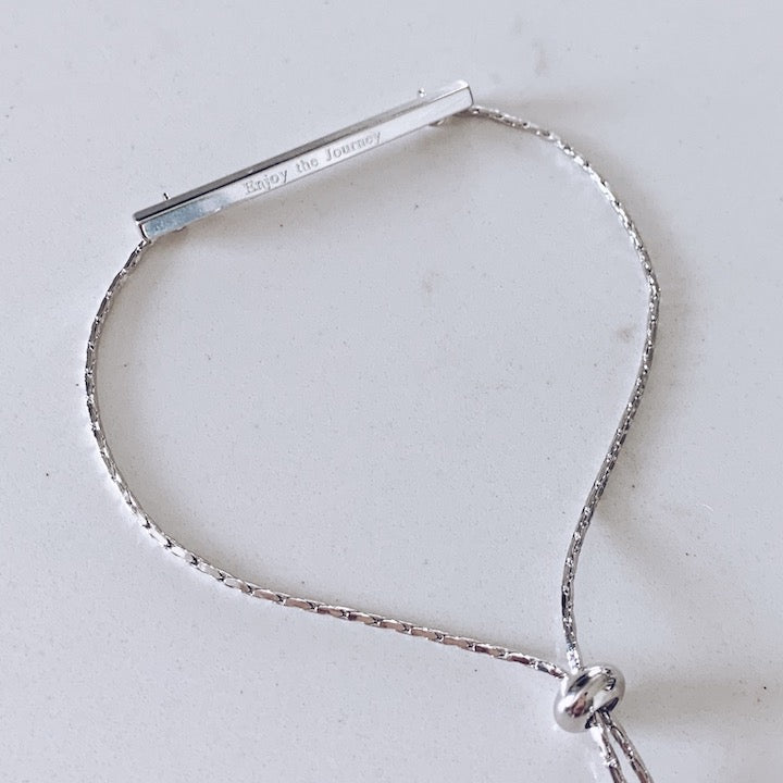 Inspirational Silver Bar Bracelet - Smart Jewelry Personal Safety Panic Device for Emergency - invisaWear