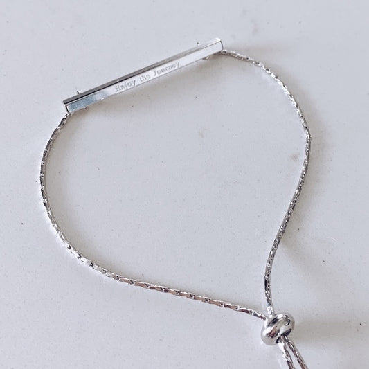 Inspirational Silver Bar Bracelet - Smart Jewelry Personal Safety Panic Device for Emergency - invisaWear